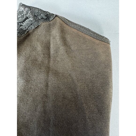 Y2K Express Lace Trim M Cami Tank Top Brown Retro 90s Vintage Vibes Grunge Layer - Picture 10 of 14